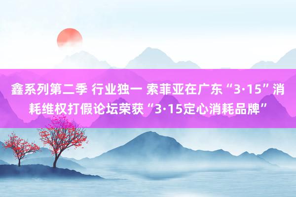 鑫系列第二季 行业独一 索菲亚在广东“3·15”消耗维权打假论坛荣获“3·15定心消耗品牌”